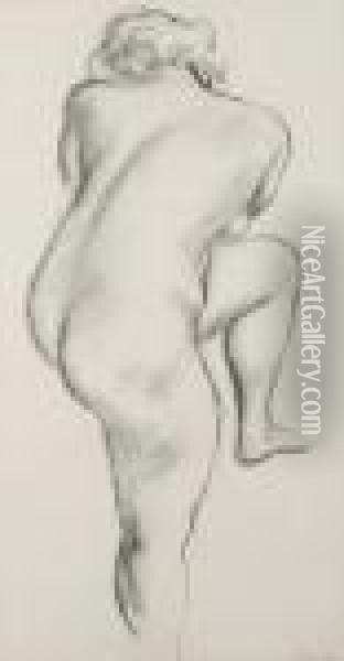 Study Of Female Nude Oil Painting - Bernard Meninsky
