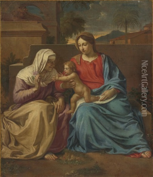 Virgin And Child With Saint Anne Oil Painting - Louis Licherie De Beurie