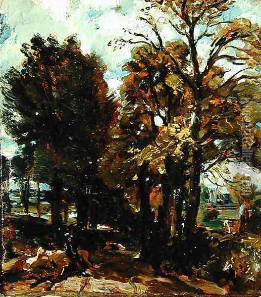 Sketch of a Lane at East Bergholt, c.1810 Oil Painting - John Constable