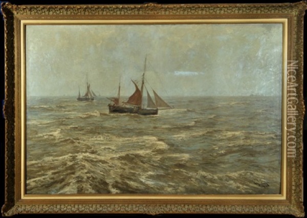 Fischerboote Auf See Oil Painting - Erwin Carl Wilhelm Guenther