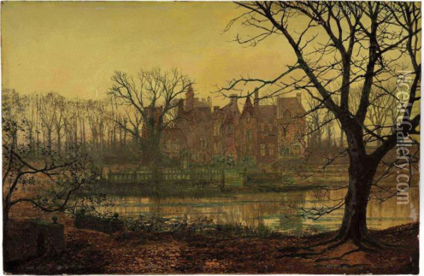 The Old Grange At Sunset Oil Painting - John Atkinson Grimshaw