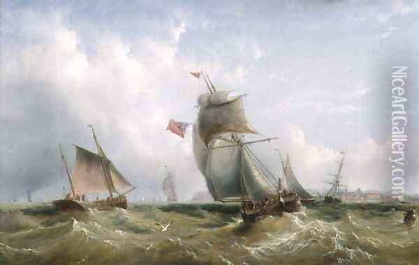 Shipping off the Coast Oil Painting - Henry Redmore