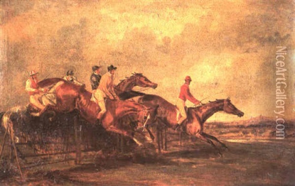 A Steeplechase Oil Painting - William Tasker