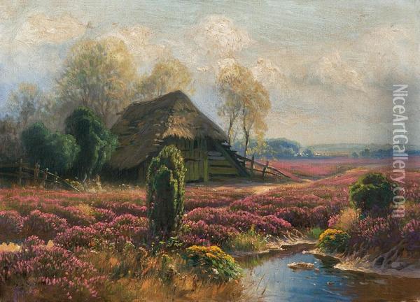 Cottage On Heathland Oil Painting - Carl Cowen Schirm