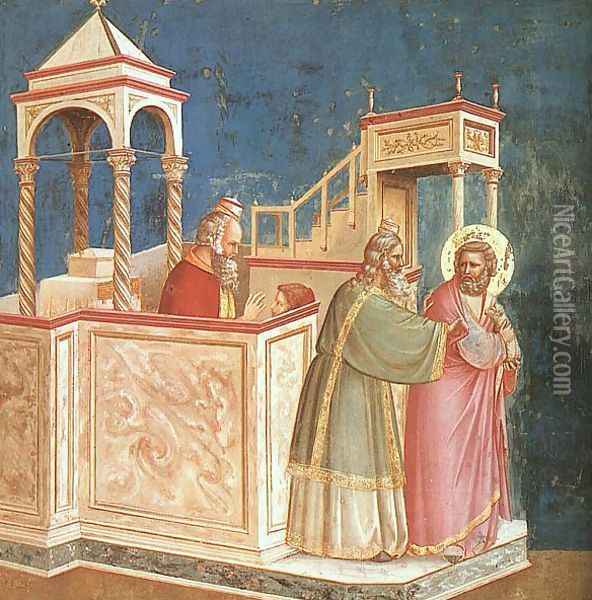 Expulsion of Joachim from the Temple Oil Painting - Giotto Di Bondone