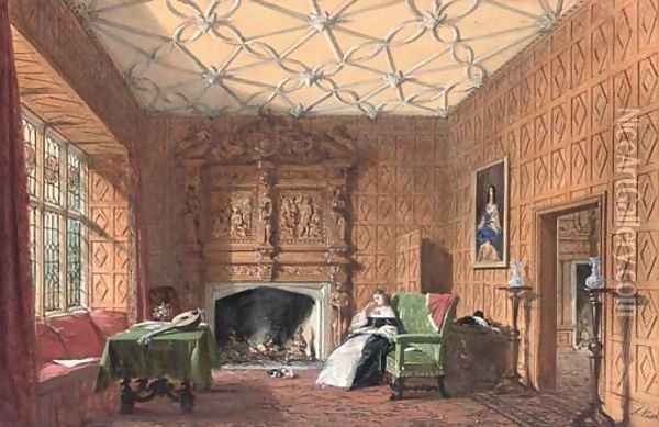 The small drawing room, Levens, Westmoreland Oil Painting - Joseph Nash