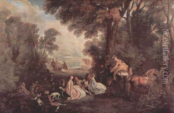 Rendez-vous de chasse Oil Painting - Jean-Antoine Watteau