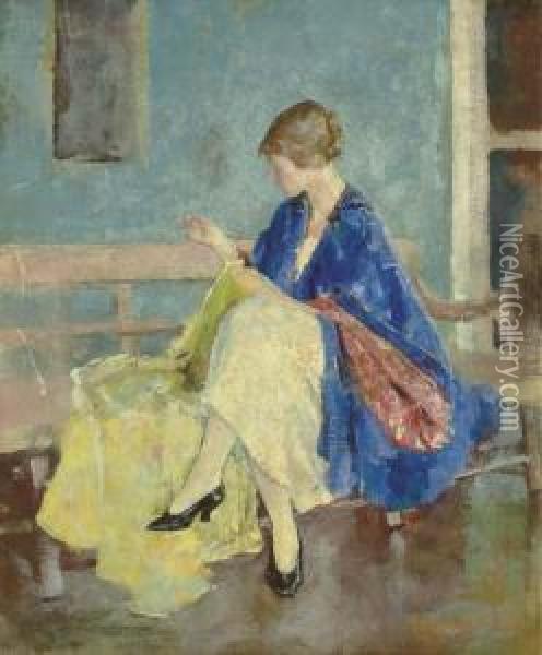 Blue Kimono Oil Painting - Charles Webster Hawthorne
