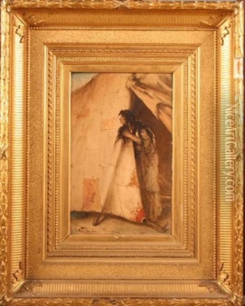 Hongrie (femme Sortant D'une Tente) Oil Painting - Jean-Francois Portaels