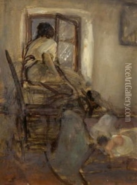 Bauernmadchen Am Fenster Oil Painting - Nikolaus Gysis