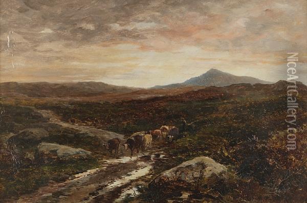 Near Roman Bridge, Wedr Valley Oil Painting - David Bates
