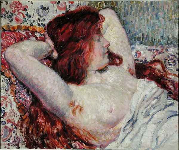 Woman with Red Hair, 1906 Oil Painting - Theo van Rysselberghe