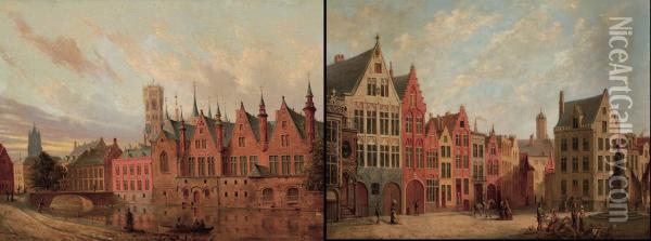 Maison Du Franc - Place Jean Van Eyck, Bruges Oil Painting - Joseph Henry Legrand