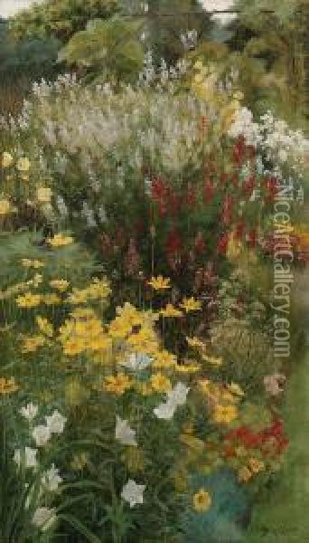 A Garden In Bloom Oil Painting - Percy Robert Craft