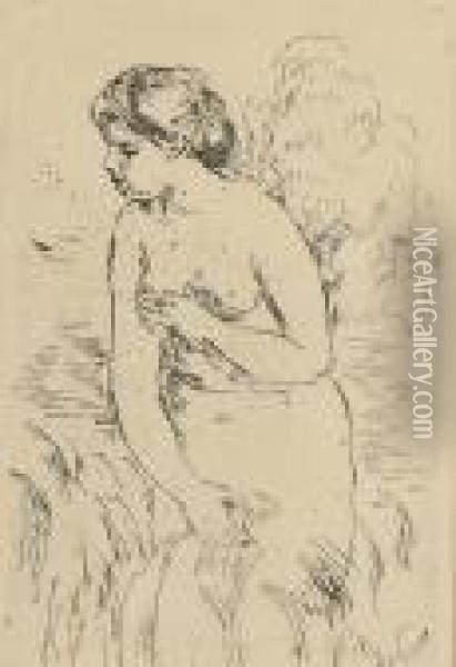 Title Baigneuse Debout A Mi-jambes Oil Painting - Pierre Auguste Renoir