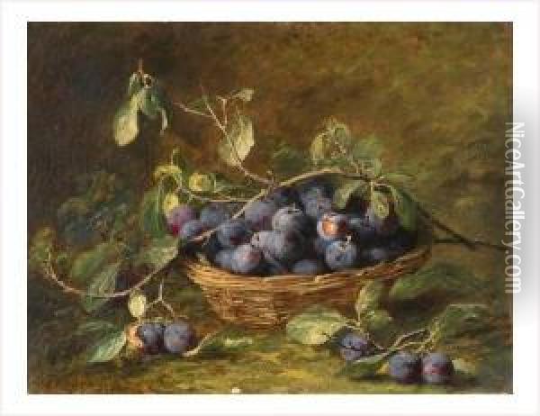 Prunes Dans Un Panier Oil Painting - Alexis Kreyder
