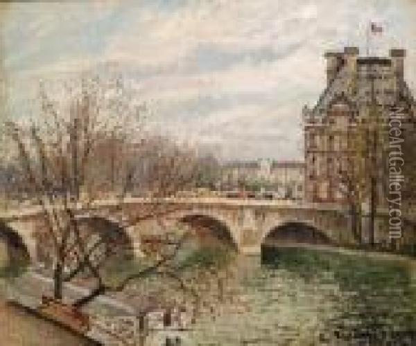 Pont Royal Et Pavillon De Flore Oil Painting - Camille Pissarro