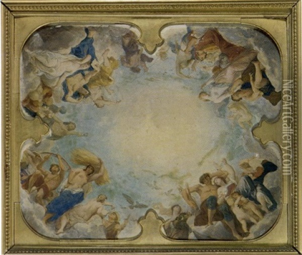 Esquisse D'un Plafond De L'hotel Pereire, Fauborg Saint-honore, Paris Oil Painting - Alexandre Cabanel