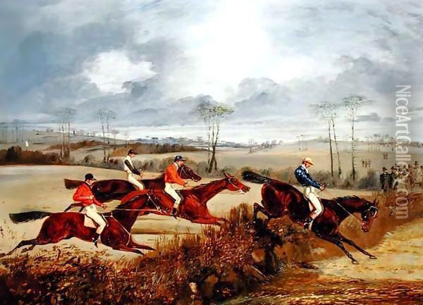A Steeplechase, Near the Finish Oil Painting - Henry Thomas Alken