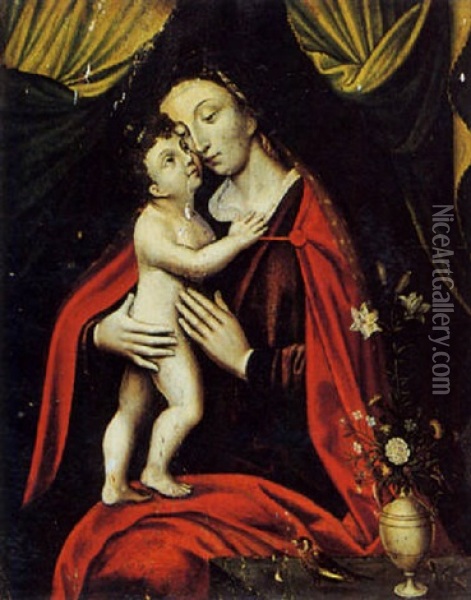 Virgin And Child Oil Painting -  Master of the Female Half Lengths