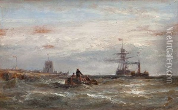 A Tug Towing A Brig To Port Oil Painting - Edwin Hayes