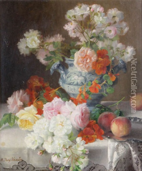 Nature Morte Aux Fleurs Oil Painting - Hortense M.G. Dury-Vasselon