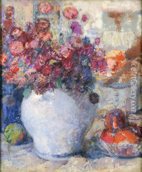 Vase Garni De Fleurs Oil Painting - Maurice Hagemans