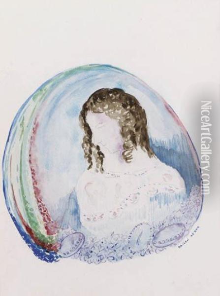Jeune Femme De Profil Dans Une Sphere Lumineuse Oil Painting - Odilon Redon