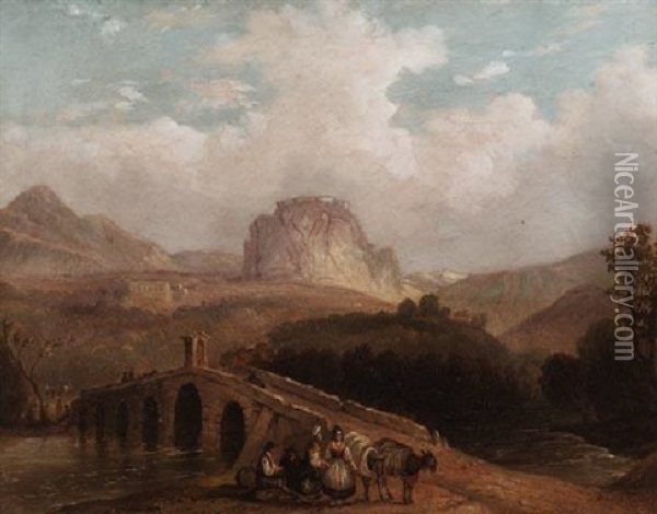 Spanische Berglandschaft Mit Brucke Oil Painting - David Roberts