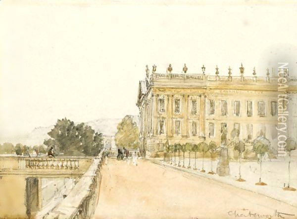 Chatsworth House, Derbyshire Oil Painting - David Cox