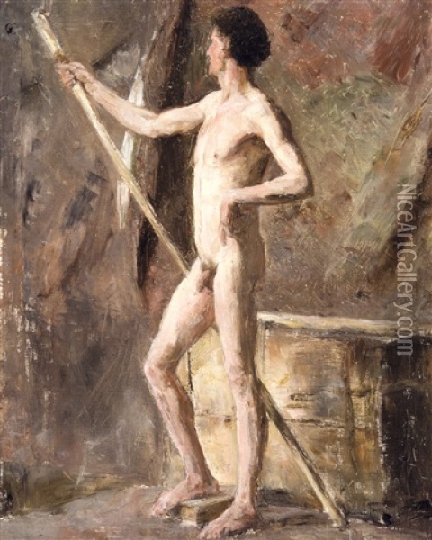 Homme Au Baton (study) Oil Painting - James Ensor