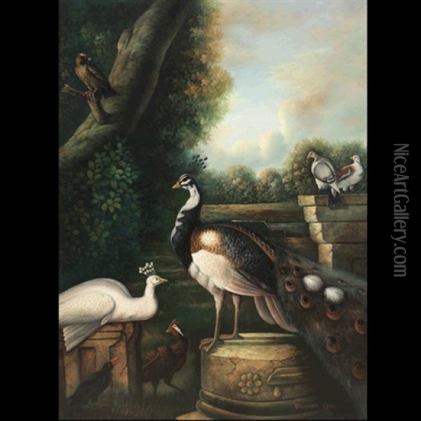 Peacock Envy Oil Painting - Richard Crafton Green