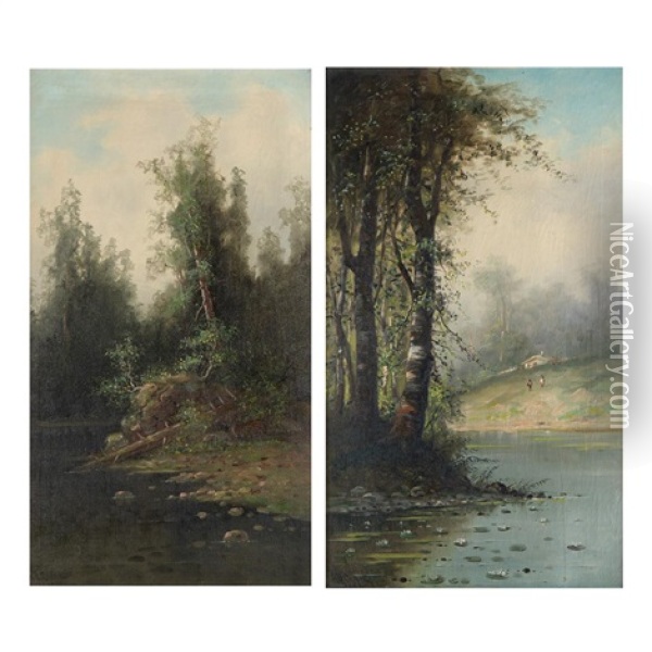 River Scenes Oil Painting - A.D.M. Cooper