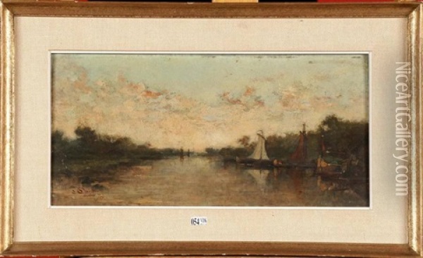Bateaux Sur Le Fleuve Oil Painting - Louis A. Dubois