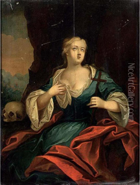 A Portrait Of A Lady As Mary Magdalene Oil Painting - Pieter van der Werff