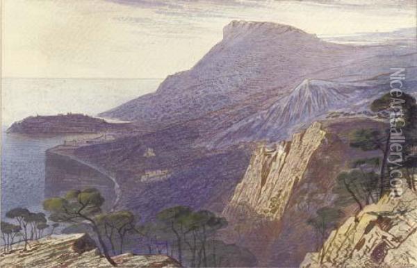Monaco Oil Painting - Edward Lear