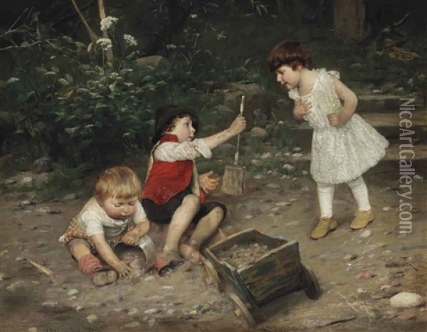 Playtime Oil Painting - Julius Kleinmichel