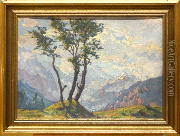Alpine Landscape Oil Painting - Carl Friedrich Felber