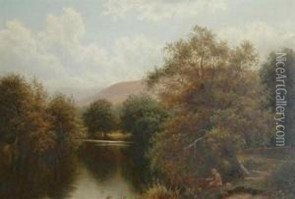 Fishing On The Conway Oil Painting - Thomas Spinks