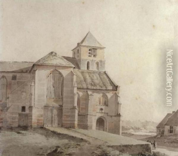 Romanesque Church Being Used As A Barn Oil Painting - Joseph Augustus Knip