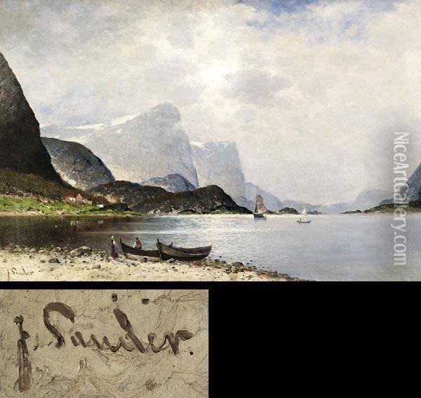 Weite Fjordlandschaft Oil Painting - Johann Jungblutt