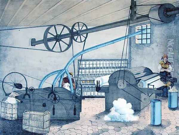 Industrial weaving and spinning plate 8 from a teaching book on industries and jobs Oil Painting - V. Janson