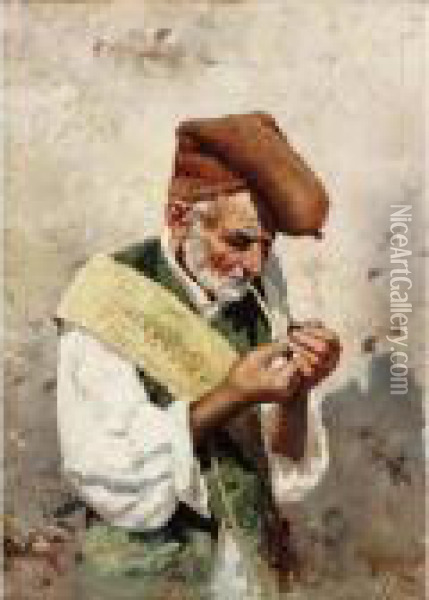 A Good Smoke Oil Painting - Giuseppe Giardiello