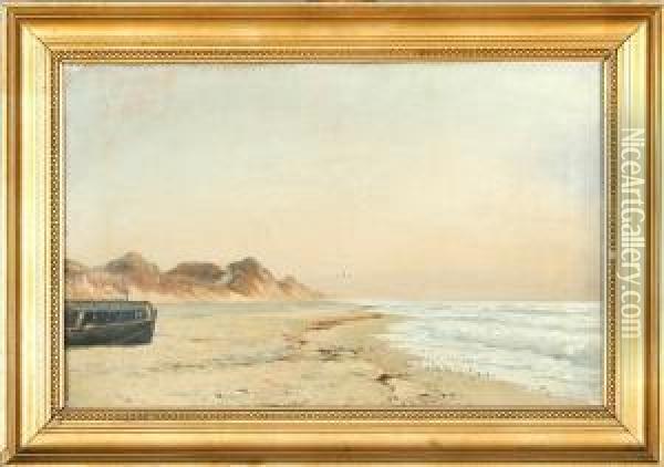 A Danish Coastal Scenery Oil Painting - Carl Johan Neumann
