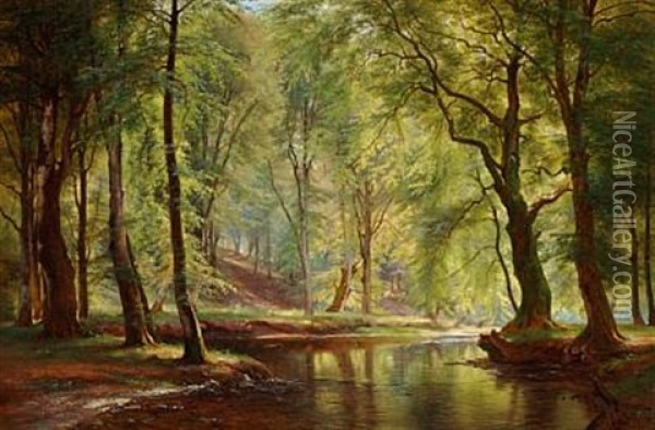A Day In June In Lellinge Forest Oil Painting - Carl Frederik Peder Aagaard
