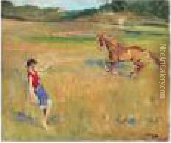 Schooling The Pony Oil Painting - John Lavery