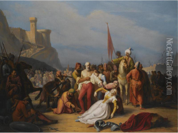 Surrender Of The Crusaders During The Siege Of Aleppo Oil Painting - Vincenzo Giacomelli