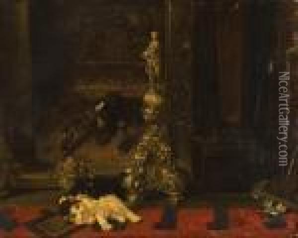 Two Kittens Playing Oil Painting - Henriette Ronner-Knip
