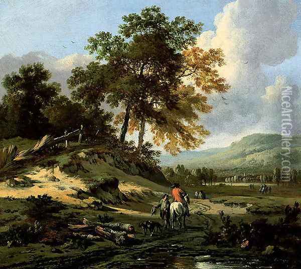Landscape with Figures, 1679 Oil Painting - Jan Wynants