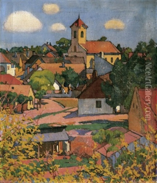 Kisvaros (town) Oil Painting - Gyula Kosztolanyi Kann